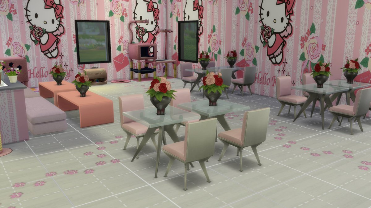 design_meli's tweet photo. → Lot Name: Kitty Cafe 
→ Lot Size: 20x15 
→ Origin ID: My_Dream85 
→ Place with BB.MoveObjects On 

This #Kitty #Cafe is available to download on #TheSims4 #gallery 🐱🐱 

#MeliDesign #Sims4 #TS4 #Cat #Cats #HelloKitty #Cute 
#CatCafe #Coffee #Bakery https://t.co/50kSsSHPAn
