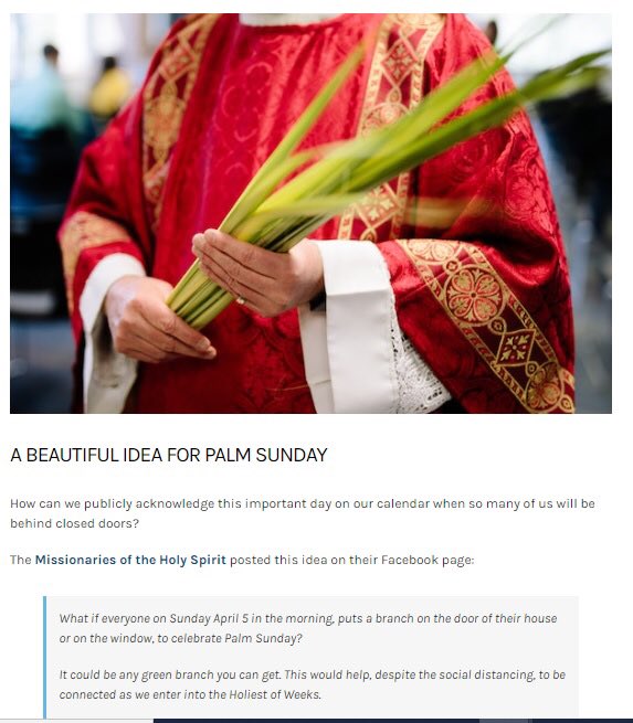 StLeonardBerwyn's tweet photo. A BEAUTIFUL IDEA FOR PALM SUNDAY. On Sunday morning put a branch on the door or window of your house, to celebrate Palm Sunday. https://t.co/QPV7ciKwOA