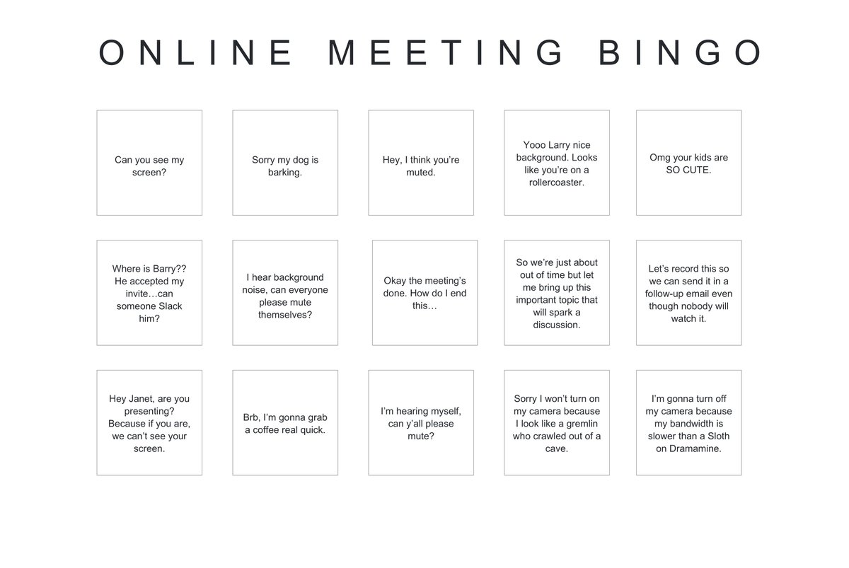 EmmaBostian's tweet image. &quot;Sorry I won’t turn on my camera because I look like a gremlin who crawled out of a cave.&quot;

Me, every single day.