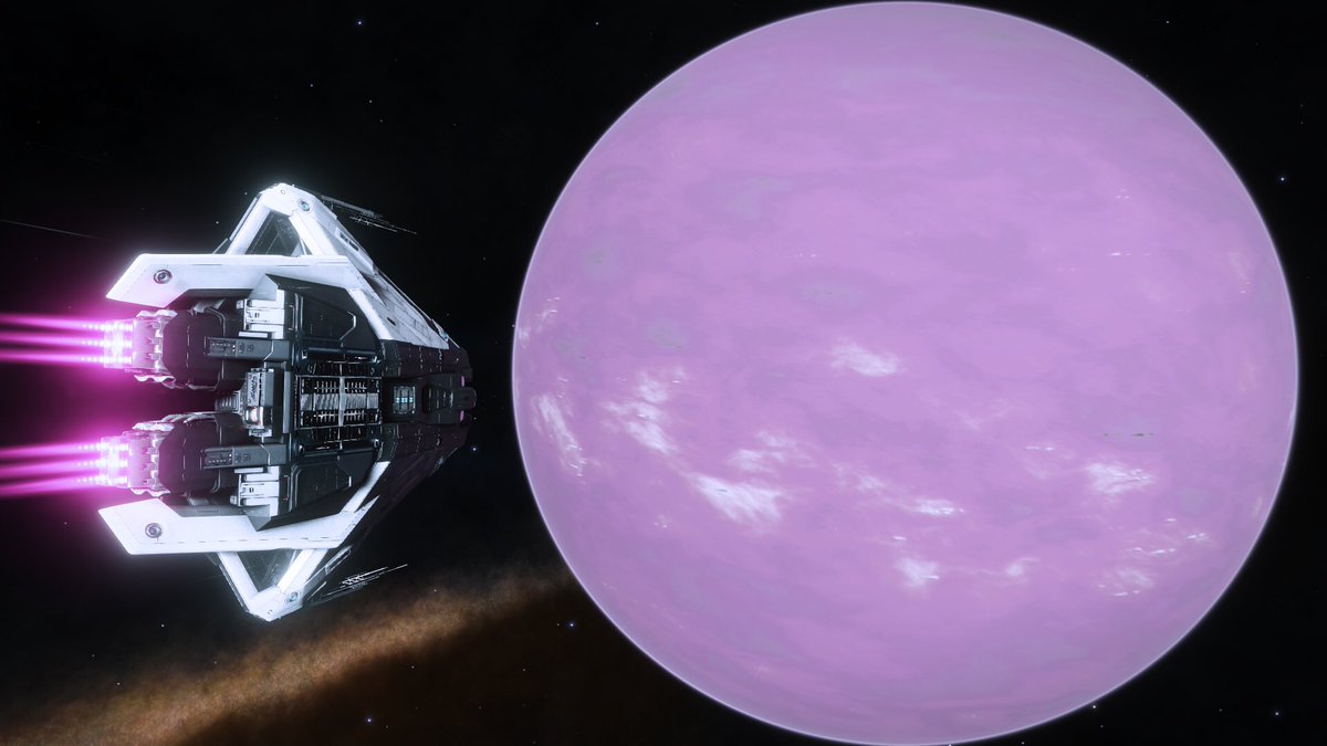 CmdrACB's tweet photo. It’s been really lovely to see #PWaffWednesday carry on especially the fabulous @GalPhotoED entries last week!
I have a new one for this week for anyone currently deprived of gratuitous puce shades of one hue or another!
You can always rely on a gas giant! 💕
#EliteDangerous https://t.co/yg4uEczHe8