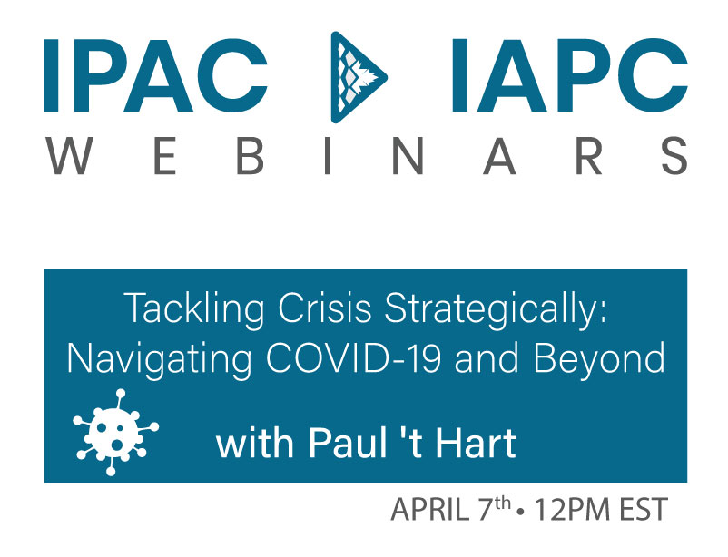 IPAC_IAPC's tweet image. Join us live on April 7 with Paul ‘t Hart, one of the world’s leading experts on crisis management, as he presents 10 reflections on the strategic leadership challenges of tackling the Covid-19 catastrophe. 
Registration is free for our members.
bit.ly/2UzBTff
#COVID19