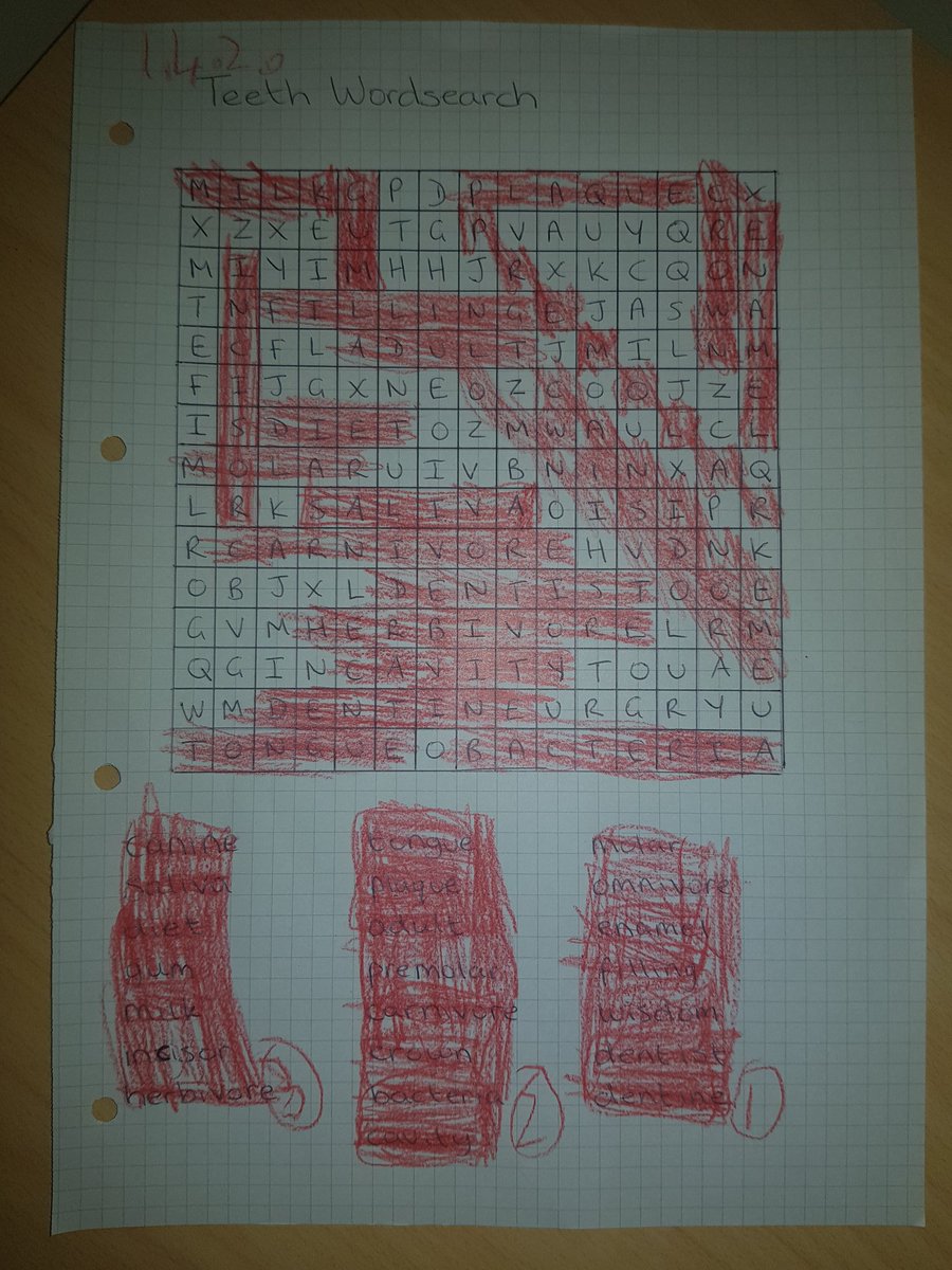 Lloyd is starting learn about all the different teeth we have, and what is inside them 😁🦷 He's completed a fun wordsearch too on the topic of teeth
<a href="/EastfieldPS/">Eastfield Primary</a>