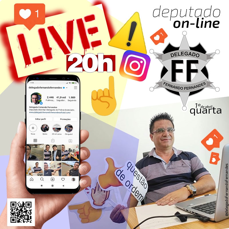 delegado_ff's tweet photo. Hoje tem live do *delegado Fernando Fernandes*, às 20h! Acesse https://t.co/XPCsoFGkpA 😉 Venha conversar com o deputado!  #delegadofernandofernandes #deputadodelegadoFernandoFernandes #Ceilândia #DF #Brasília #live #quarta https://t.co/YNFhBeTcYz