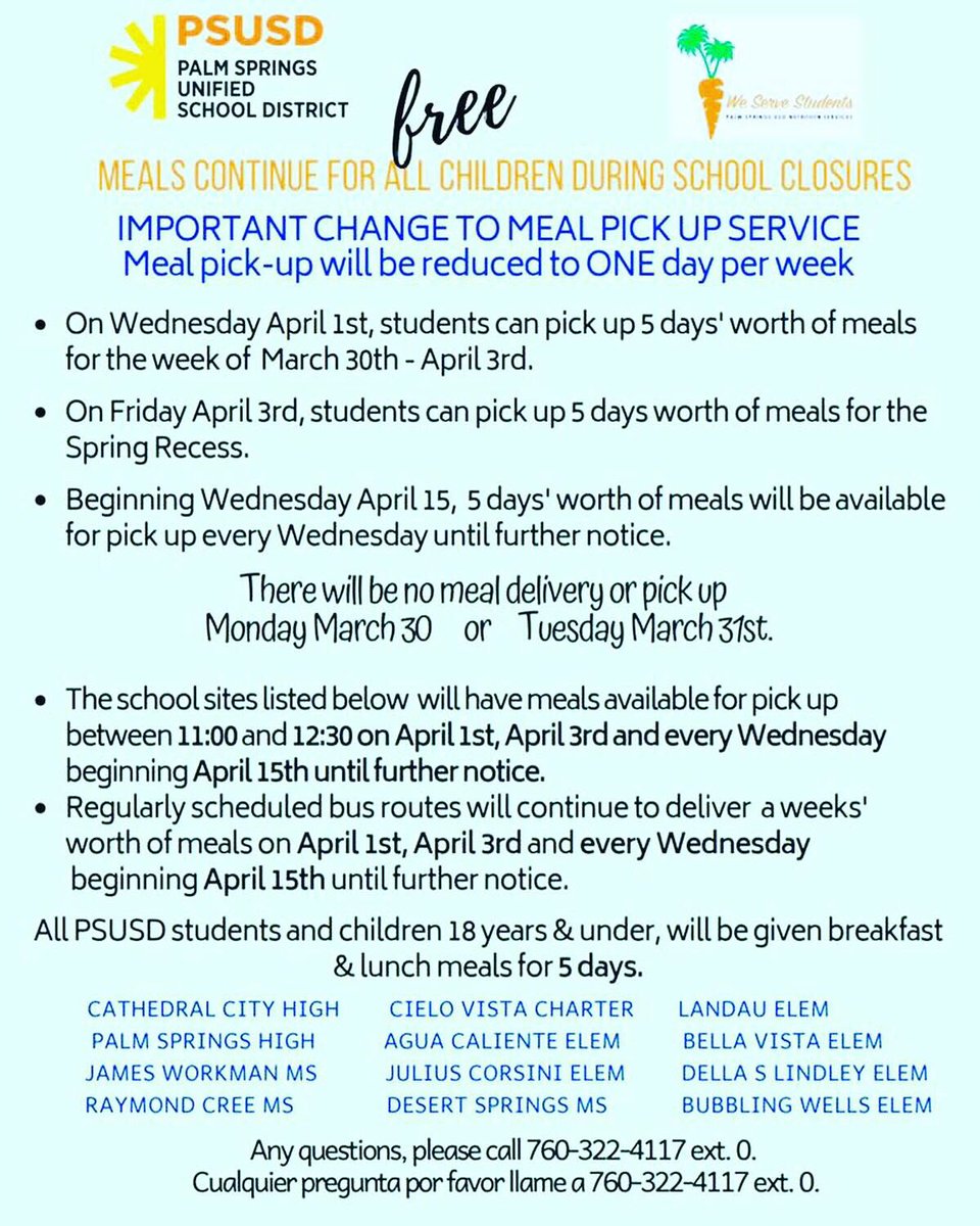 careerandteche1's tweet photo. New #mealpickup #info #spreadtheword #effectivetoday https://t.co/sTYoR2eAph