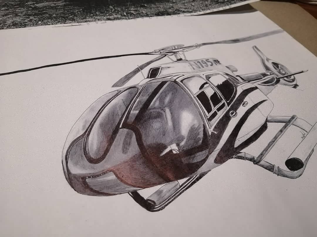 Helicopter Pencil Drawing
