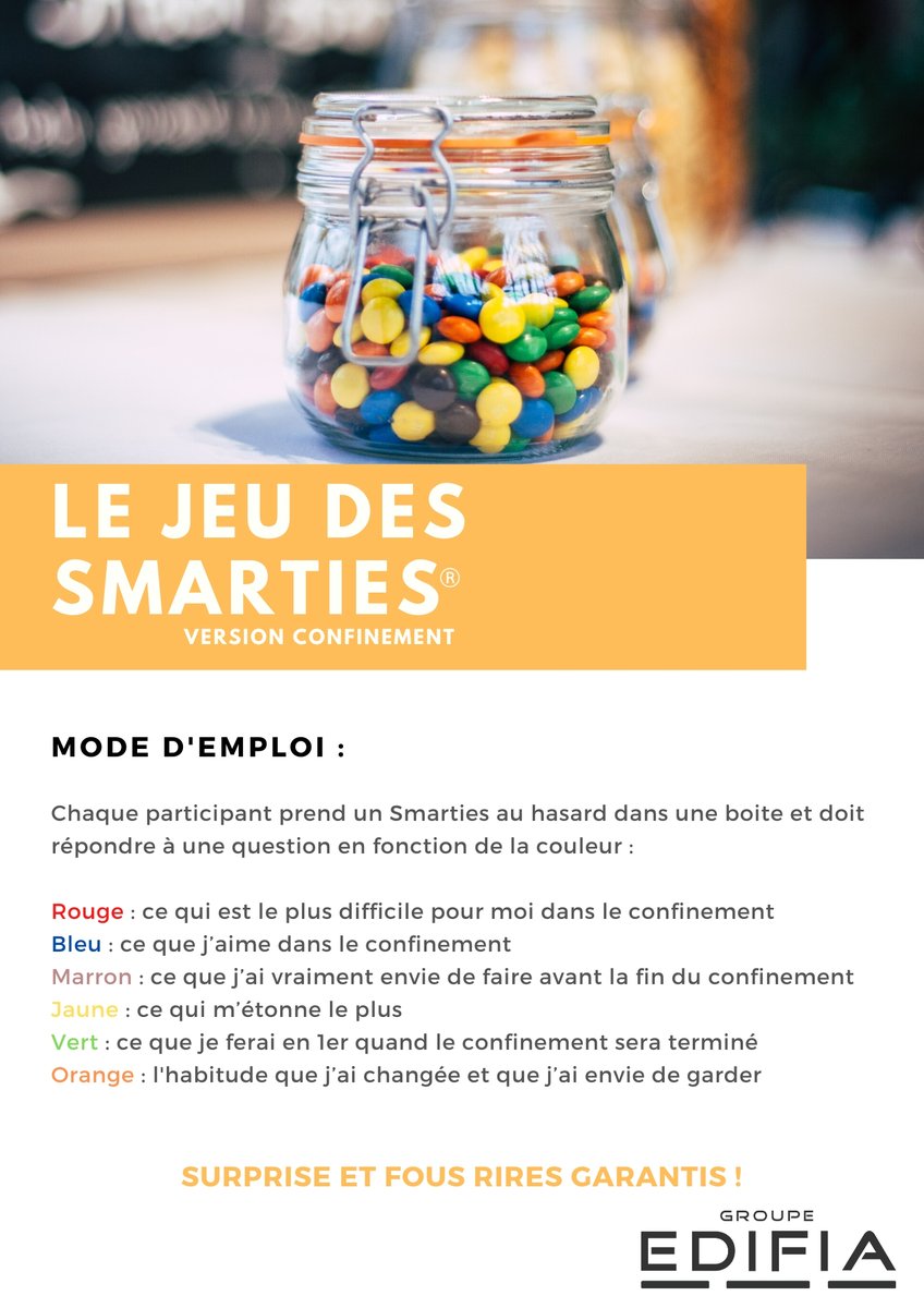 GroupeEdifia's tweet photo. Le Mercredi, c'est le jour des enfants... Enfin, ça c'était avant. 
Pour vous aider, nous vous proposons une idée directement inspirée de l'un de nos "icebreakers", elle a été revue et adaptée au #confinement et à un public familial !

A vous de jouer et bon appétit 😉 https://t.co/M96oWDFQwB