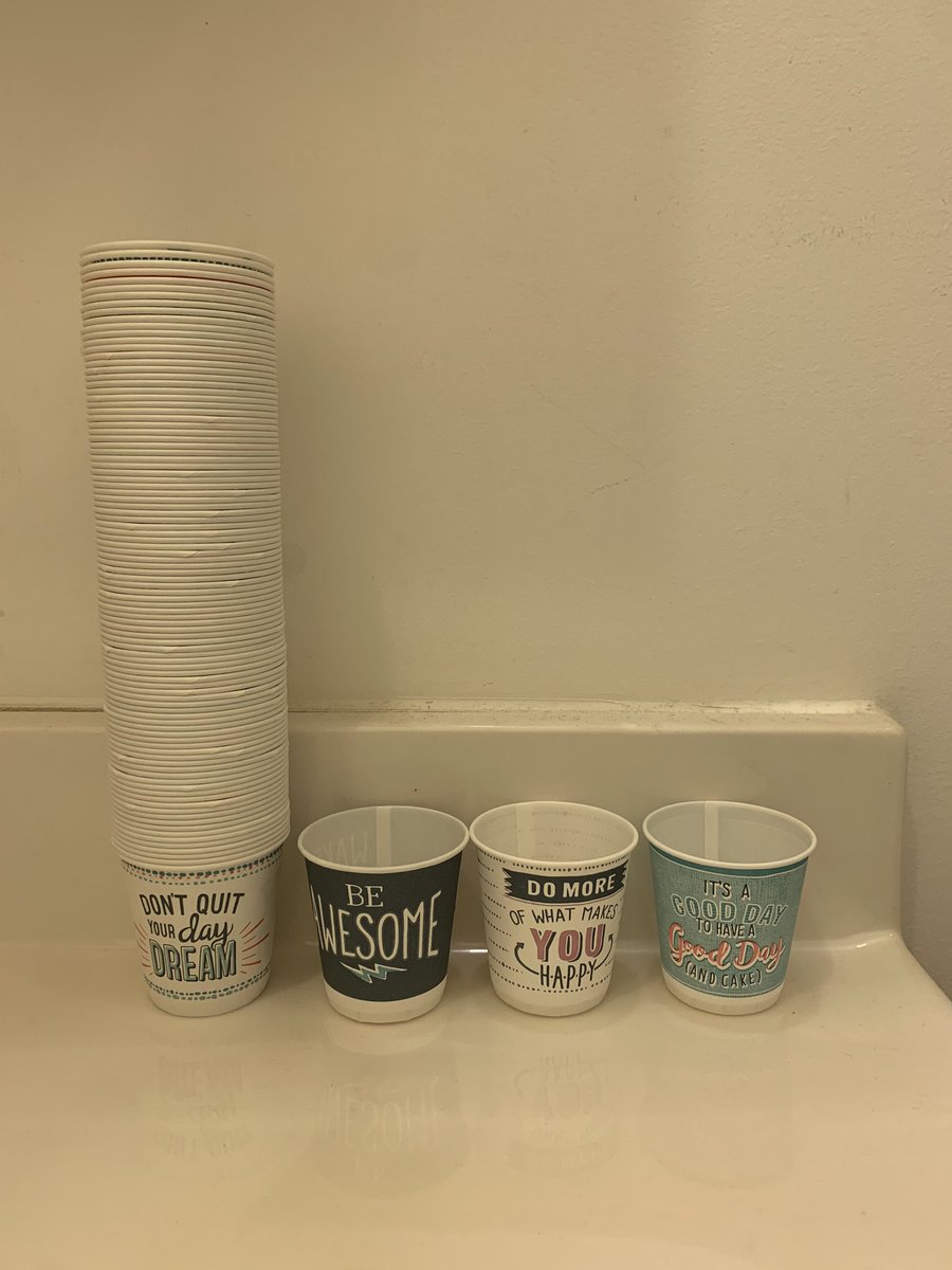 Whose idea was it to put motivational quotes on these little bathroom cups? I’m ready to run through a brick wall at 9 in the morning. Definitely going to kick today’s ass