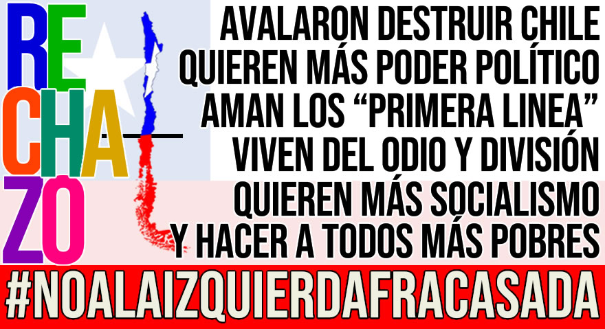 La izquierda es peor que el COVID-19

No saben hacer leyes, bloquean proyectos, avalaron el 18-O para conseguir lo que no pueden en las urnas.

Ahora quieren liberar delincuentes!!!

No Más Charlatanes Millonarios.

#ElPeorGobiernoDeLaHistoria
Izkia Siches
Diego Schalper
guillier