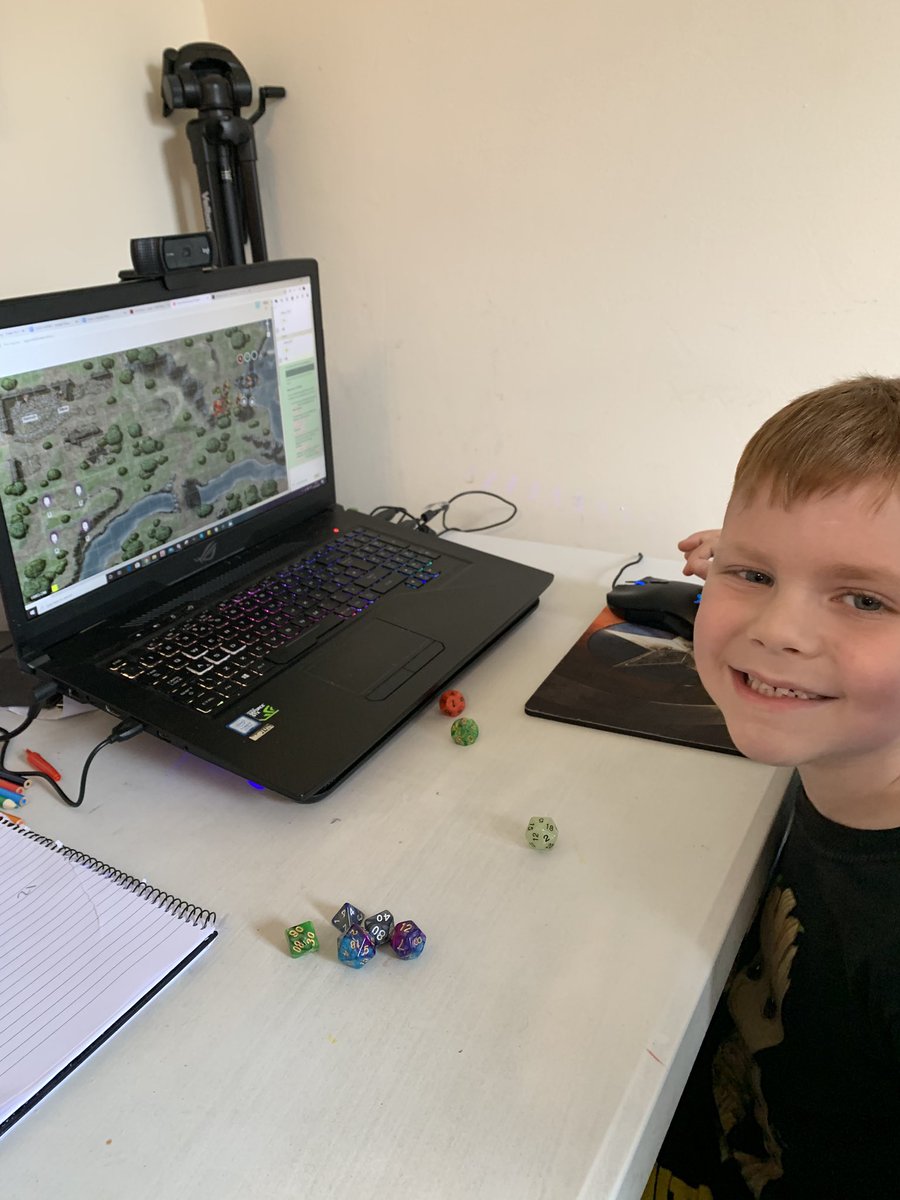 heavy_waite's tweet photo. Teaching the lad @roll20app 
Gravy gravy
#roll20 #tabletop #rpg #math #ttrpg #dnd #dnd5e #minigeek #dadandlad https://t.co/nUQcdBUKe6