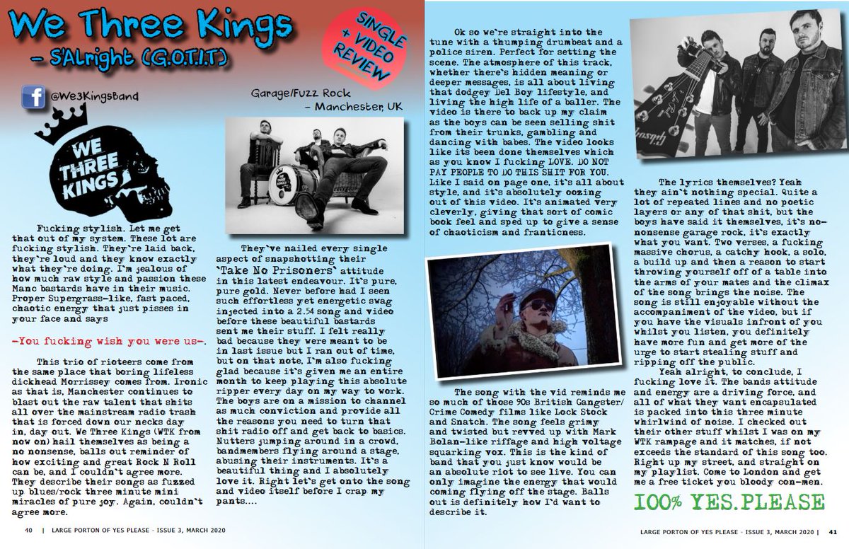 We Three Kings (@wethreekings_) on Twitter photo MASSIVE shout out to <a href="/OfPortion/">Large.Portion.Of.Yes.Please</a> for the incredible double page spread on us and our latest track 'S'alright (G.O.T.I.T)' in their latest issue - check it out! 👊🏼👊🏼👊🏼💥
yumpu.com/s/AsmrGRBUJVyv… MASSIVE shout out to <a href="/OfPortion/">Large.Portion.Of.Yes.Please</a> for the incredible double page spread on us and our latest track 'S'alright (G.O.T.I.T)' in their latest issue - check it out! 👊🏼👊🏼👊🏼💥
yumpu.com/s/AsmrGRBUJVyv…