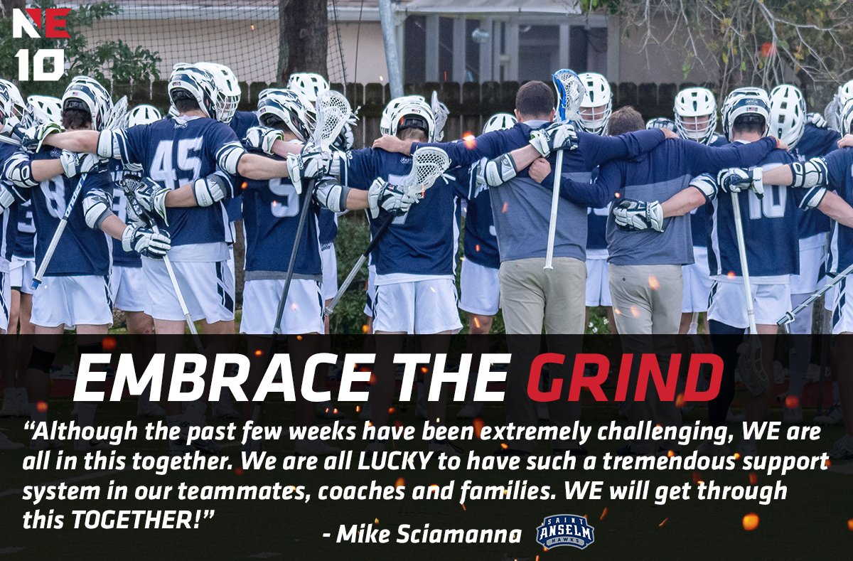 TheNortheast10's tweet photo. Here at the NE10, we #EmbraceTheGrind.

@STAHawksMLAX head coach Mike Sciamanna reminds us of all the things we have to be thankful for at a time like this 🥍

#NE10EMBRACE https://t.co/SdeDrtRIup