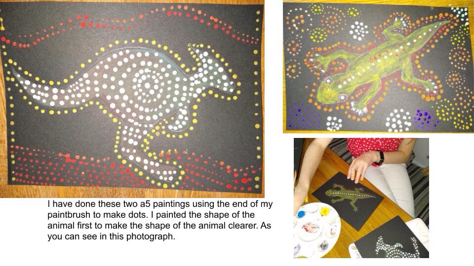 CulchethArt's tweet image. Wow Erin Rawlison 7I in Miss Holt's On Line Art Class Fantastic Work on Aboriginal Art work and a brilliant Loo Roo Piece Well Done🤓🎨🏅#culchethHS #WeAreCHS