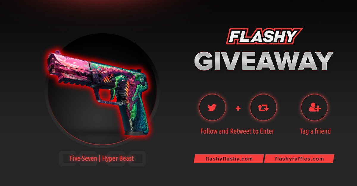flashyflashycom's tweet photo. 🔥 24H GIVEAWAY !!! 🏆 Five-SeveN Hyper Beast !

To win:
🔻 Visit to support us: https://t.co/EmdZFb7zLx
🔻 Visit for more raffles: https://t.co/B9734CUg7G
🔻 Retweet
🔻 Follow us
🔻 Turn on twitter notifications

#flashyflashy #giveaway #csgoskins #CSGOGiveaway https://t.co/Zm8t1RXjdr