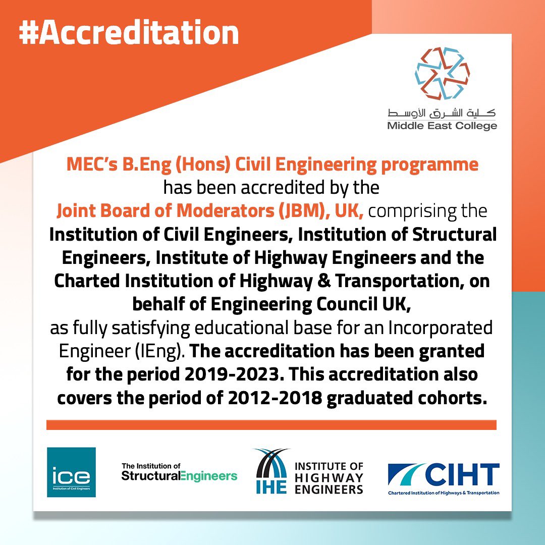 Milestone achievement for our Department of Civil Engineering. Explore the news here: bit.ly/MEC-JBM 
Want to know more about the programme? Click here: bit.ly/MEC-CE
#ProgrammeAccreditation #Achievement #MyMEC