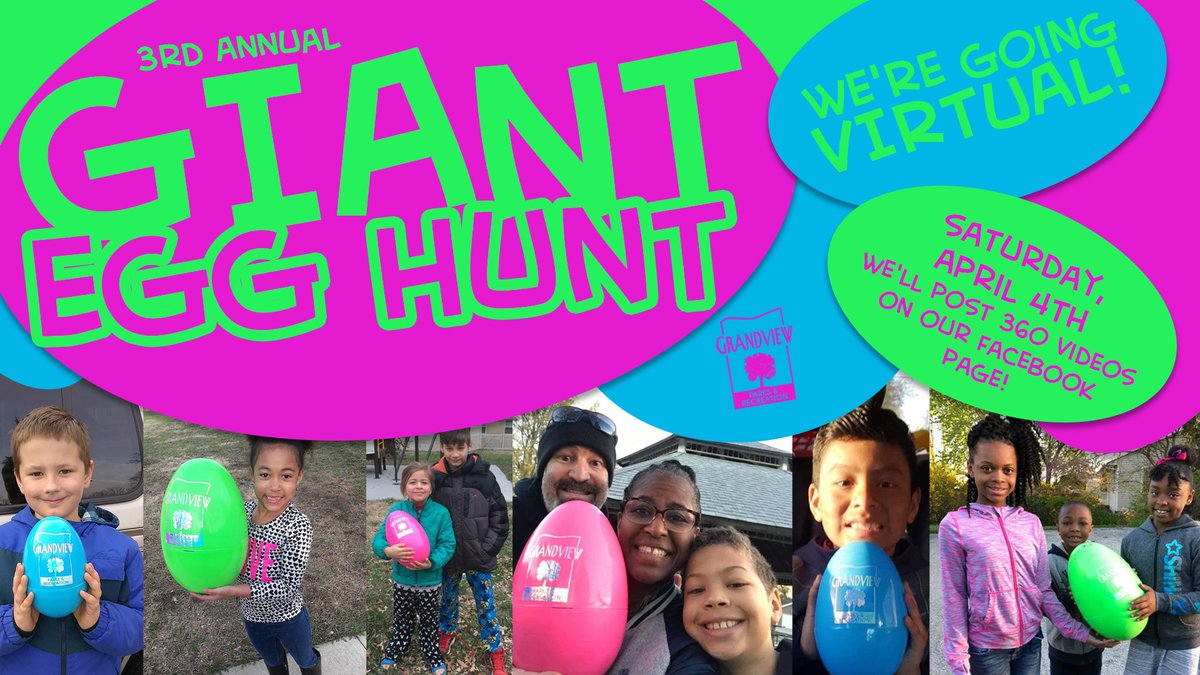 GrandviewParks's tweet image. We had to cancel a lot of events, but our GIANT EGG Scavenger hunt is still ON! We're going virtual! We'll post 360° video tours of a few of our #LocalParks on our Facebook page this Saturday. Not every video has an egg, so keep your eyes peeled. @CityofGrandview #EggHunt #NoJoke