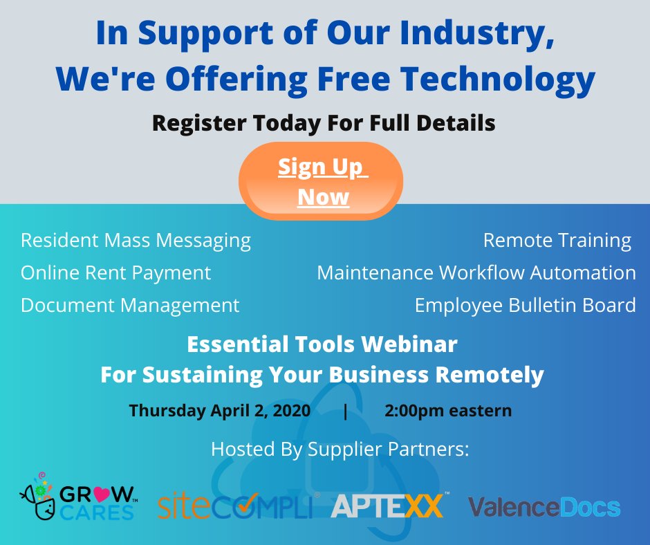 We are happy to share with you all that a few of our strategic supplier partners have come together to help your apartment communities work through the many challenges our industry is facing right now. We are proud they are offering FREE resources for you! inhabitiq.zoom.us/webinar/regist…