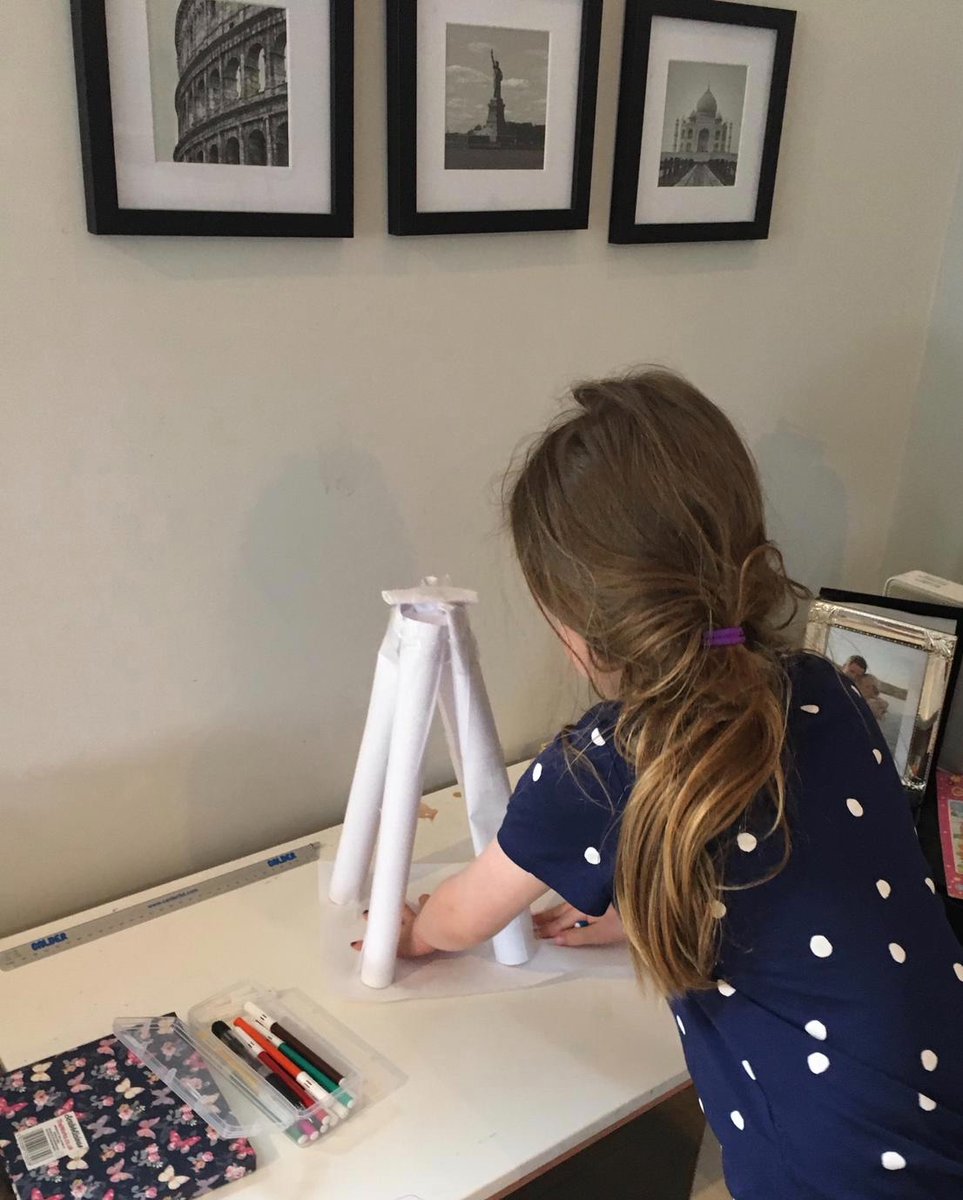 BennyQ's tweet photo. Emily enjoyed the DT challenge today. Simple, but effective! @MrCarver2 #year2homeschooling https://t.co/5y7wnO7A85