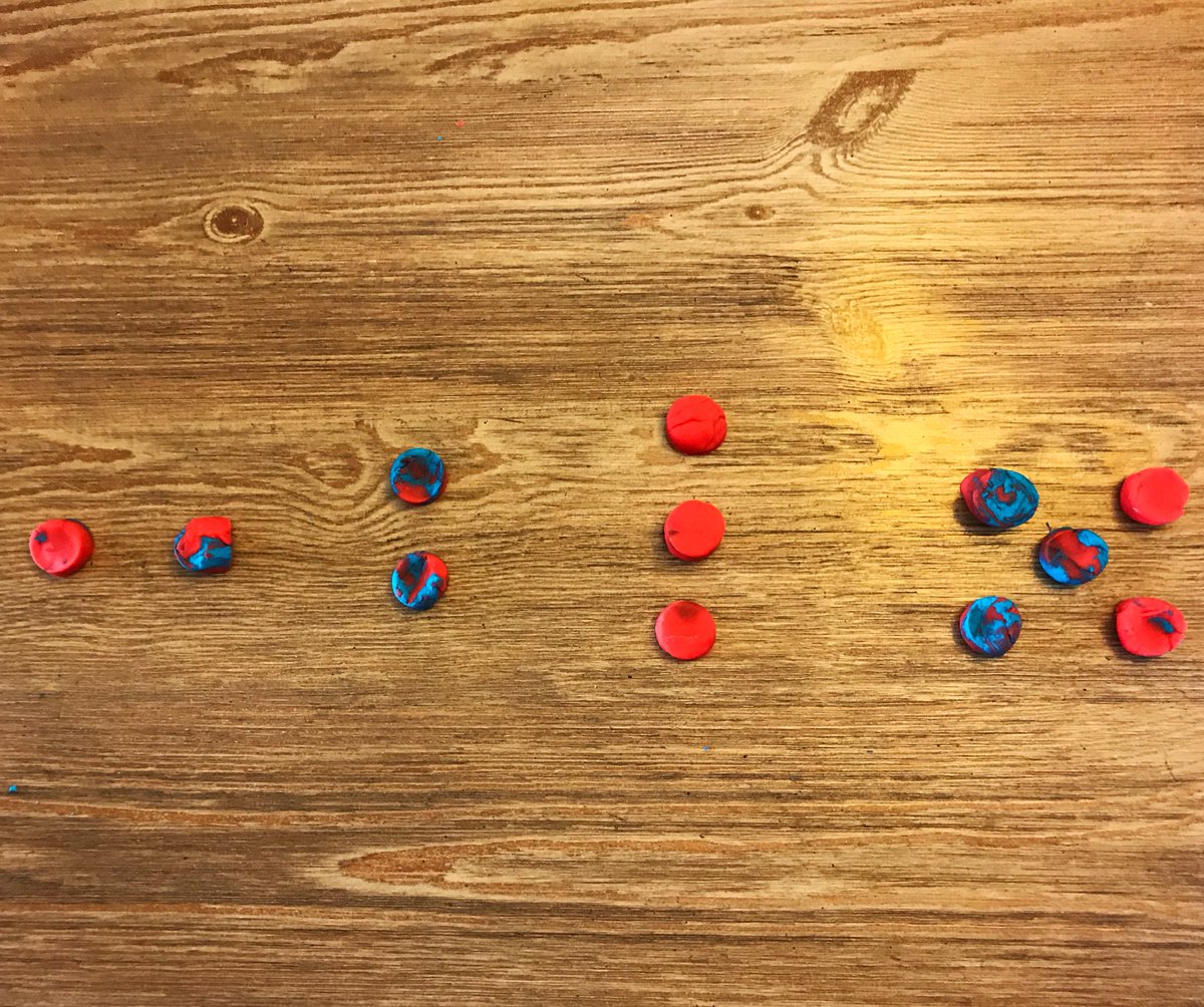 westgeneseemath's tweet photo. Homemade Play-doh turns into math time. https://t.co/wH7MkW7MdY.1 subitizing and comparing. Anyone know the pattern in the second photo if the next number was 8? @WestGeneseeCSD HSF.IF.3 https://t.co/vTgEj5hEiT