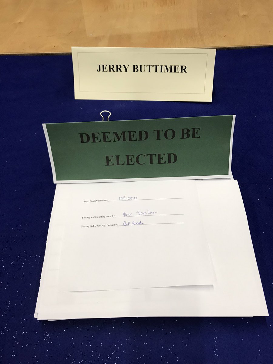 OireachtasNews's tweet image. #Seanad2020 - Buttimer, Jerry Deemed To Be Elected on the 1st Count of the Labour Panel. #seeforyourself #SeanadElection