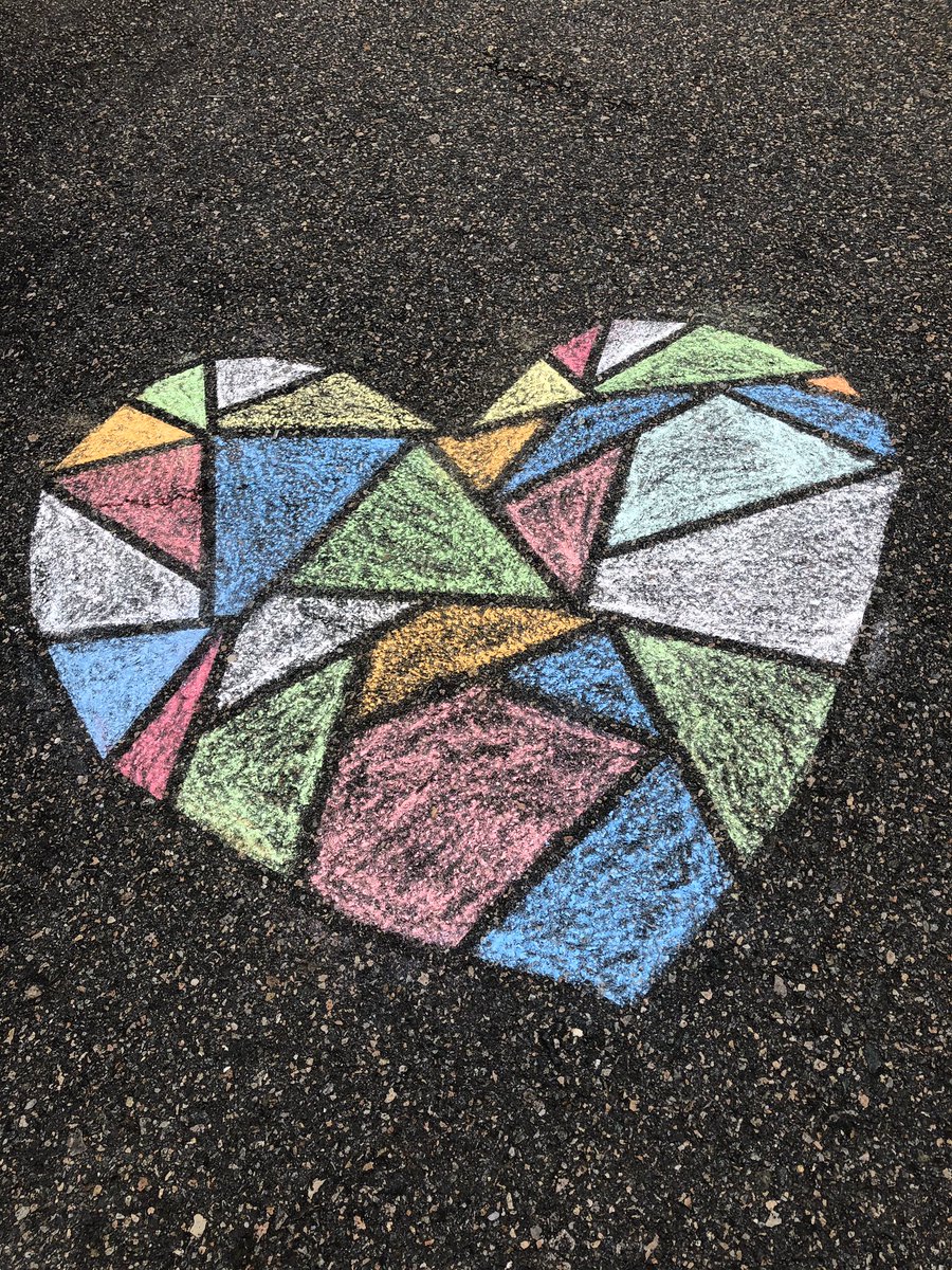 I love opening my email and seeing what students are creating.  One of the choices this week is to create a tape and chalk drawing. A 4th grade student sent this photo. 🤗