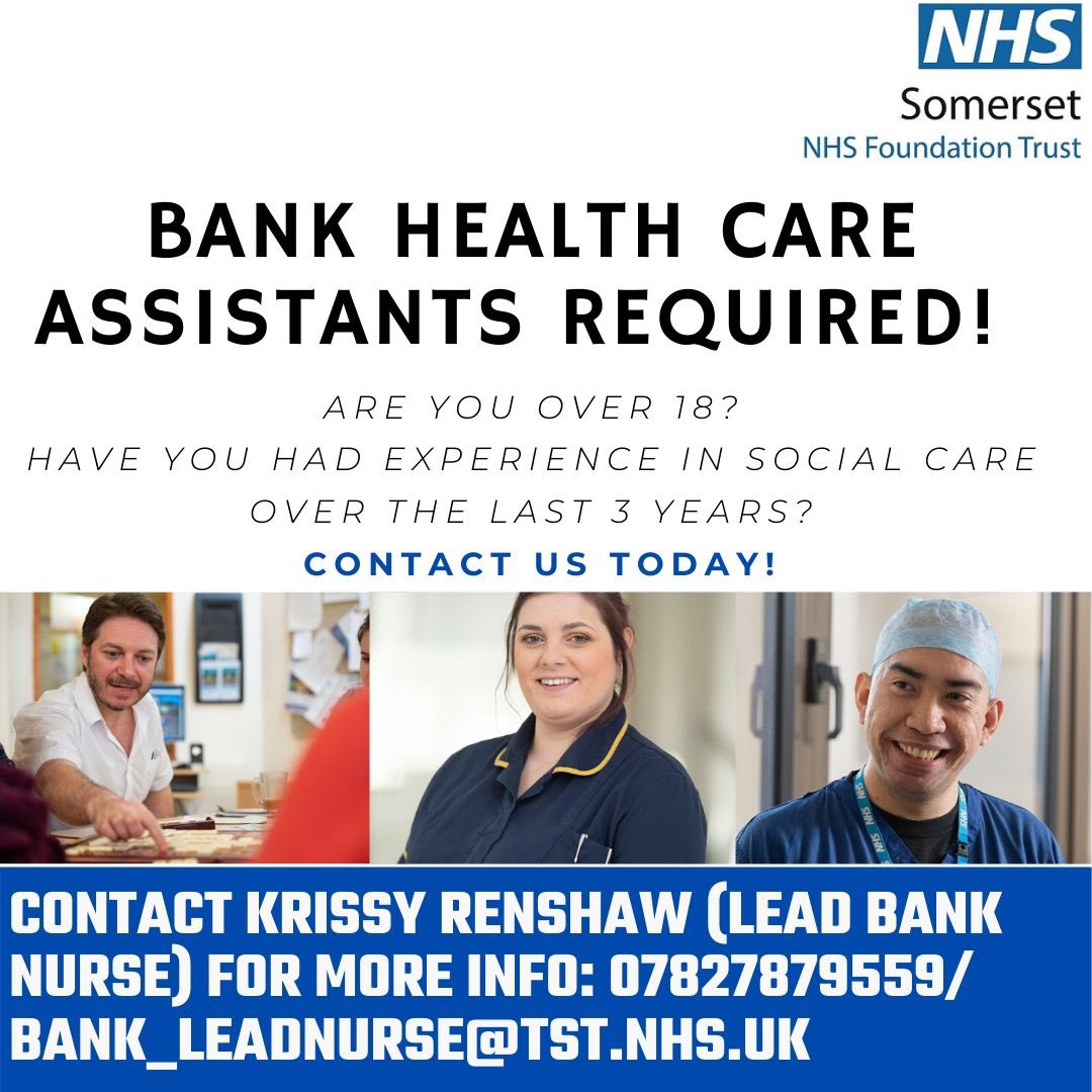 Do you want to work within an incredibly rewarding setting in the #NHS as a Bank Health Care Assistant?

We're looking for enthusiastic, patient centered Health Care Assistants to join our clinical teams providing high standards of care.

🗣Get in touch today!

#Bank #HCA