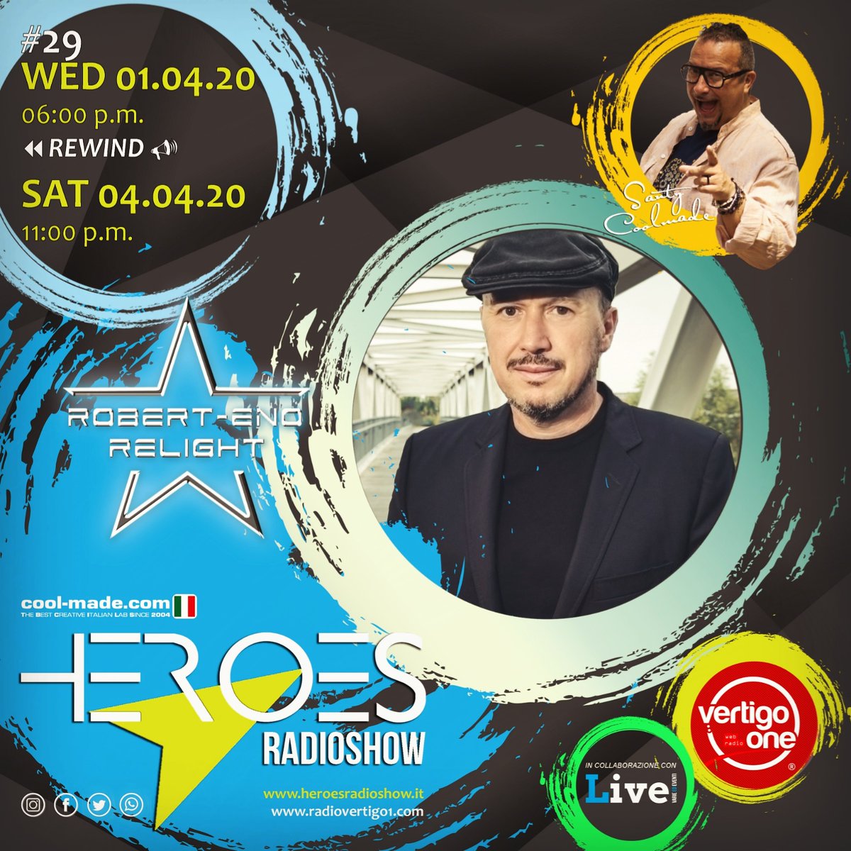 Today at 6 pm live on Radio Vertigo One. #RelightOrchestra dj set by #RobertEnoDj