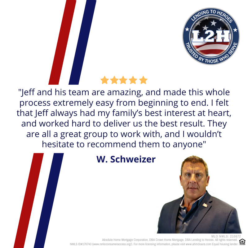 Another 5 star review for Jeff!  We LOVE what we do and we are always so happy to help our Heroes save money and accomplish their mortgage goals!! Call us today and let us help YOU 855-MTG-HERO