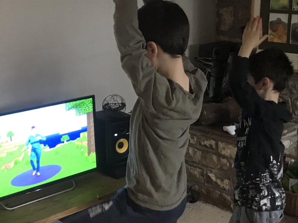 Olice's tweet photo. @whitchurchprima Charlie and Ed doing their morning yoga. Can highly recommend cosmic yoga on YouTube to everyone who needs to relax. https://t.co/CrnmFf4sP2