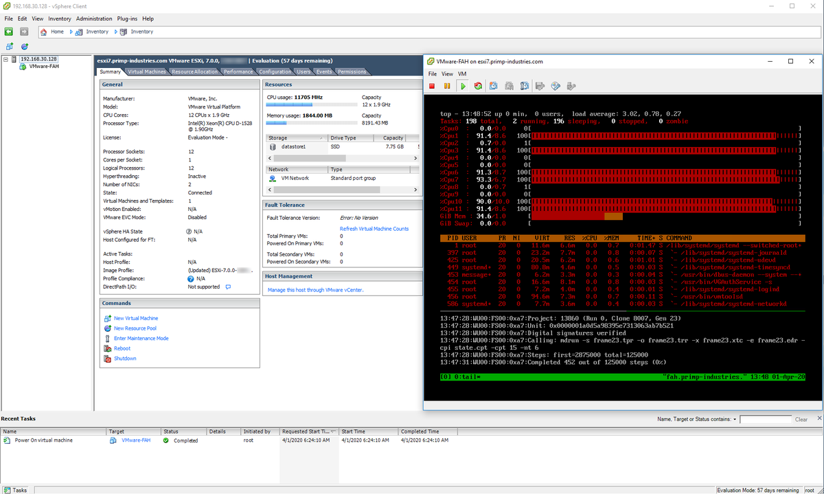 lamw's tweet photo. Just deployed the latest F@H @VMware Appliance using the new #vSphere7 Client 😊 https://t.co/Rv0nFUZkb2
