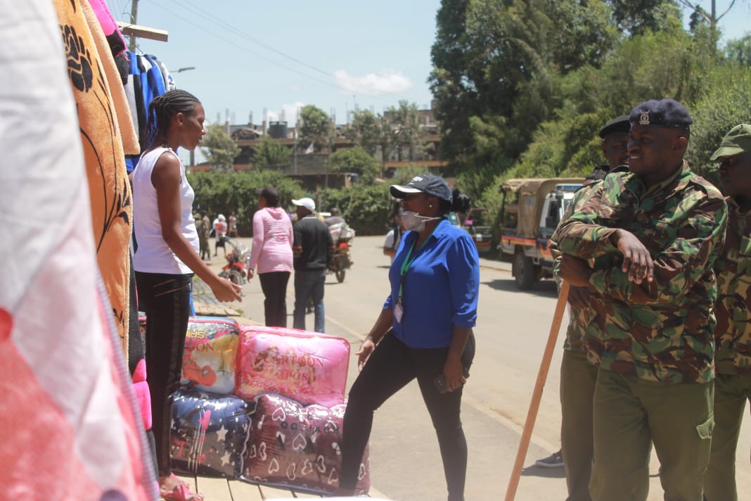 LaikipiaCountyG's tweet photo. Inspecting compliance by businesses in Nanyuki CBD. We must spare no efforts to keep #COVID19  at bay #StayHomekenya #StaySafe https://t.co/PfHshYS7P0