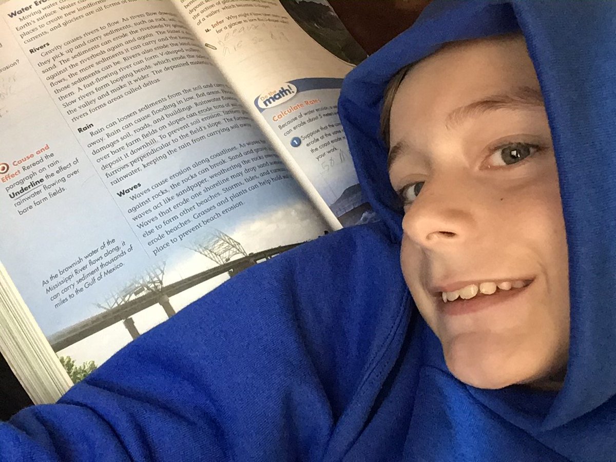 CdaleClovers's tweet photo. CMS 5th graders, Guthrey and Elaina Fagg working hard on some very important science assignments! Guthrey wants everyone to know that things are going great! #SuccessforEveryone #CloverStrong #WeveGotThis https://t.co/MXOjtpuvjk