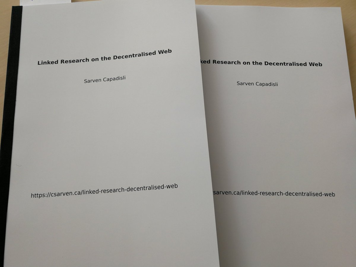 csarven's tweet image. On a dusty shelf in the &quot;wild ideas that will probably not take off&quot; isle at the University of Bonn Library, the dissertation in print will be accessible. And why yes, of course the cover of the book includes a URI available as #LinkedResearch .