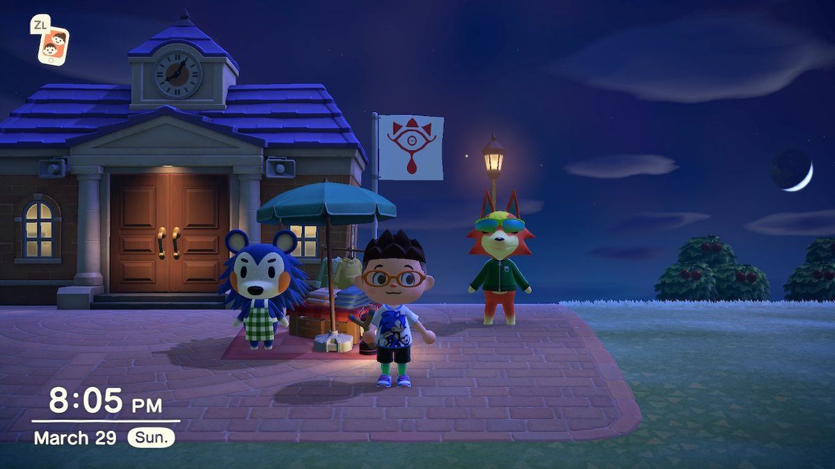 Audie was out doing some midnight aerobics, sunglasses at night and all  #AnimalCrossingNewHorizons    #ACNH  