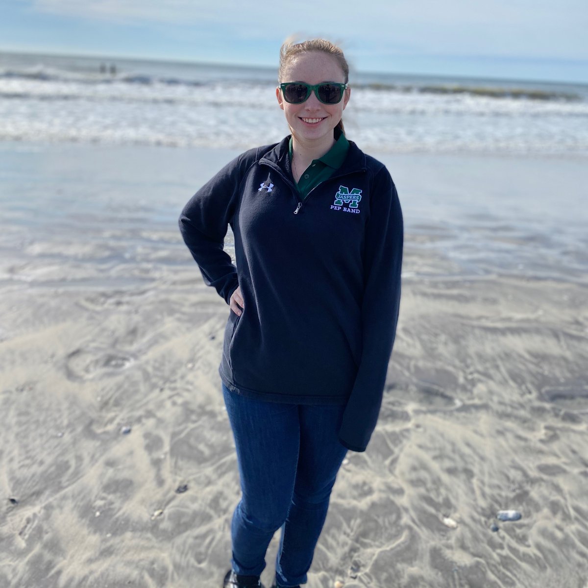 MCStudentEngage's tweet photo. Meet Ellen, President of the Manhattan College Pep Band!

Hi! I’m a Senior ChemE with minors in Theater &amp; Environmental Engineering staying busy in quarantine by walking my new pup, Waldo Draddy, and making sure all of the gloves left behind on campus are donated to hospitals. https://t.co/pXXfpGf38q