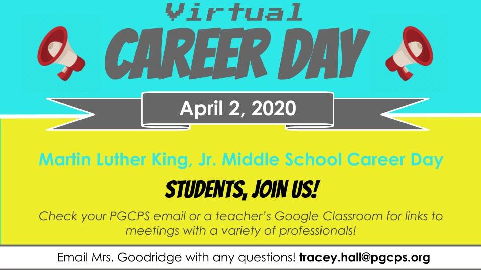 MLKMS Beltsville, Md on Twitter "TOMORROW! Students! Virtual Career