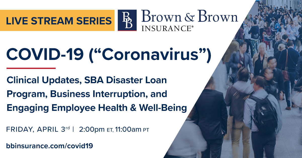 brownbrowninc's tweet image. Please join teammates from across our organization for update #4 in our informative live stream series about COVID-19, Friday, April 3 at 2:00PM EST. Topics of discussion are clinical updates, business interruptions and more. Register now - bit.ly/3cUBHxZ #BBThePowerOfWE