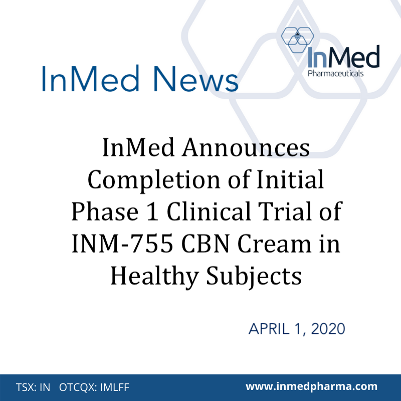 inmedpharma's tweet photo. InMed Pharmaceuticals today announced that all subjects participating in its 755-101-HV Phase 1 clinical trial have completed treatment and clinical evaluation. 

Read more: https://t.co/1P2aWqBko6

#Phase1 #clinicaltrial #epidermolysisbullosa #CBN #cannabinol #rarecannabinoid https://t.co/52ASF98Z57