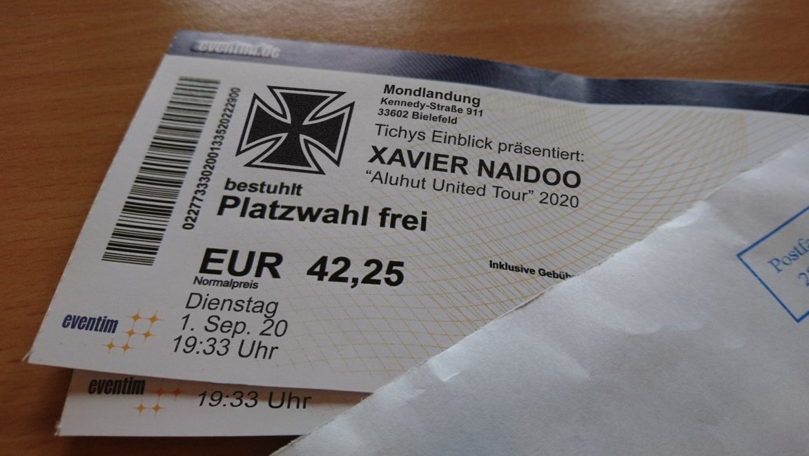 BetjeSral's tweet photo. Heute waren endlich meine Konzerttickets im Briefkasten: Freue mich so auf Xavier Naidoo. 😍 🎶 https://t.co/ulqWtXLjWK