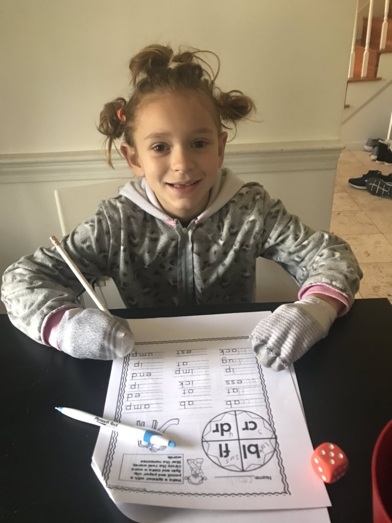 nmhaus's tweet photo. Wacky Wednesday - working on her blend worksheet #BeMES #SpiritMPS @HjCarneiro @milfordmemorial https://t.co/U1Pu5B5PJf