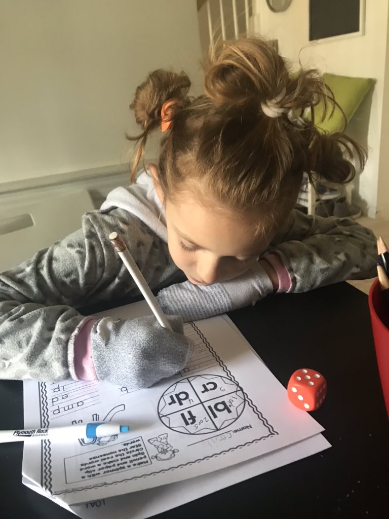 nmhaus's tweet photo. Wacky Wednesday - working on her blend worksheet #BeMES #SpiritMPS @HjCarneiro @milfordmemorial https://t.co/U1Pu5B5PJf