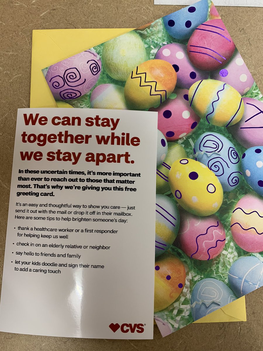 CVS is giving out 1 million free greeting cards during this season of life. Love the company I work for! #legendsof37 #SocialDistanacing @KearneyCVS <a href="/BNikkiStarnes1/">B. Nikki Starnes</a> <a href="/LeinartRebecca/">Rebecca Leinart</a> <a href="/JessicaPharmD/">Jessica Smith</a>