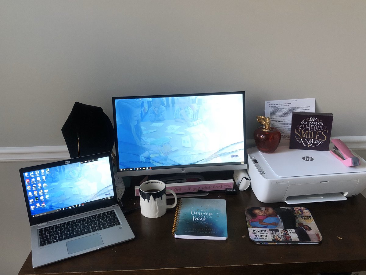 drbtheap's tweet image. My “current view” isn’t big or too beautiful, but I’m appreciative to have natural light, a few of my favorite things and a second screen lol #HopIntoSpringBreakHCS #ExpectExceptionalHCS #NeverStopLearningHCS #RemarkableRemoteLearningHCS