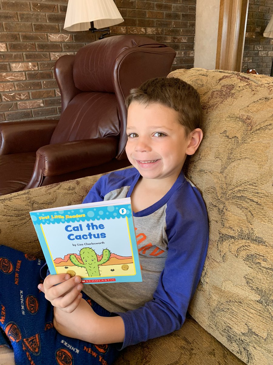 jjsutton25's tweet photo. We give Cal the Cactus a high five! Getting some independent reading done, in pajamas of course. @MissJoyce_MES https://t.co/qKpwVsLzar