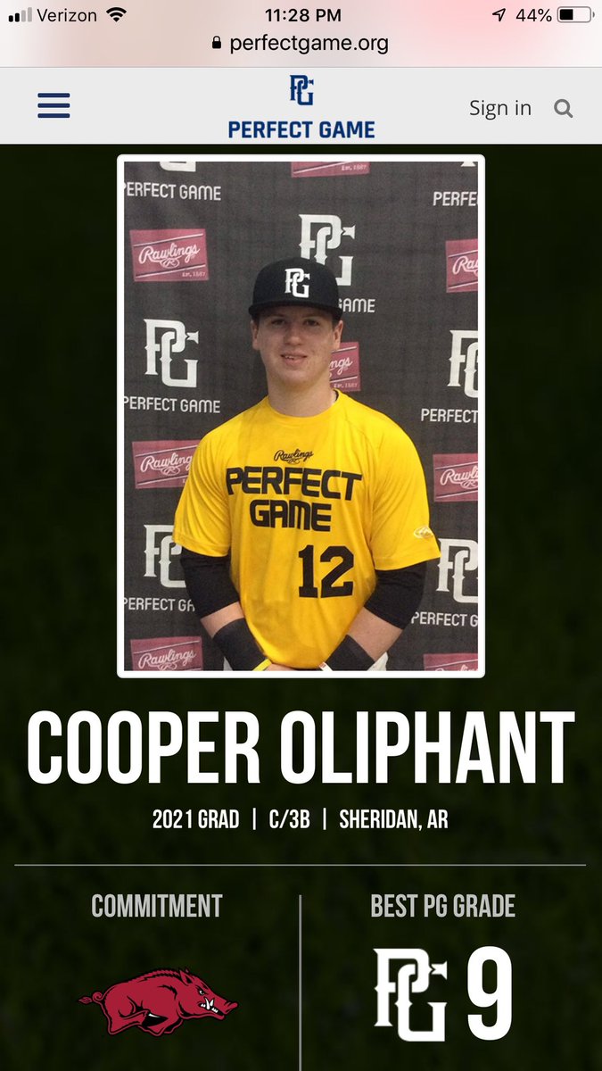 arprospectcoach's tweet photo. Congratulations to 2021 Prospect/Sheridan C Cooper Oliphant and his recognition by @PerfectGameUSA Southeast Region Honorable Mention #ProspectsPlayHere @ARPROSPECTS @CoachKBo21 https://t.co/7JfbaJLJfs