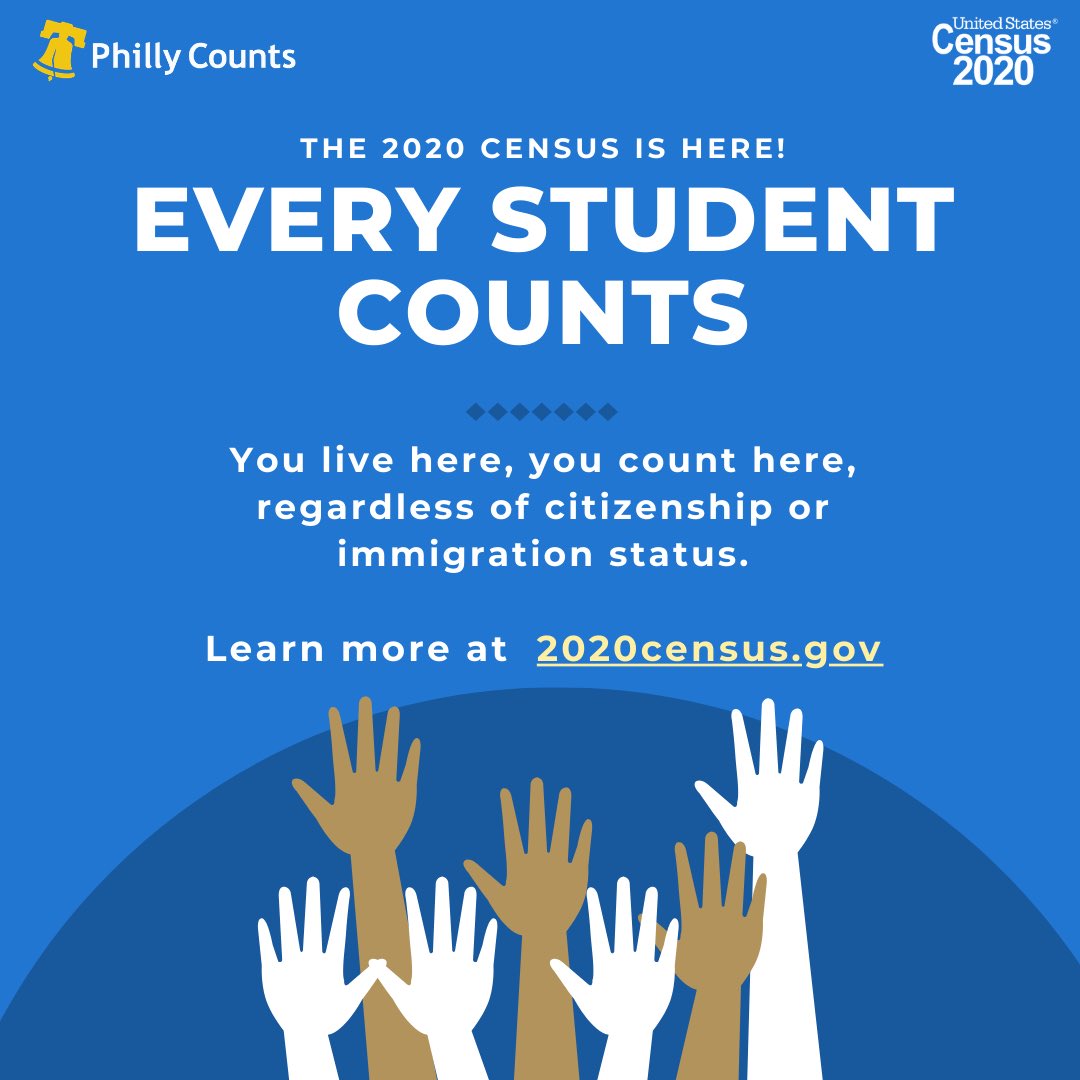 Today is #CensusDay! Did you know, the results of the #2020Census will determine how much political representation and federal funding Philly gets for the next 10 years? We need EVERY student to count, so our city gets the resources it needs.
#MyCampusCounts