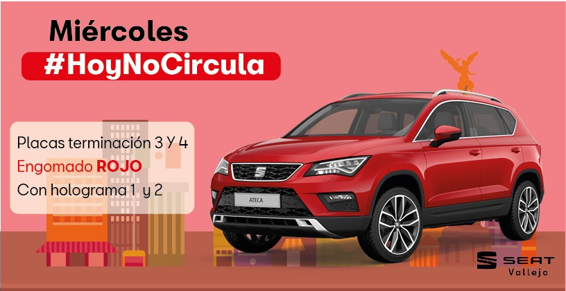 ¡Toma precauciones para este día! El programa #HoyNoCircula aplica para autos con placas terminación 3 y 4, engomado rojo.