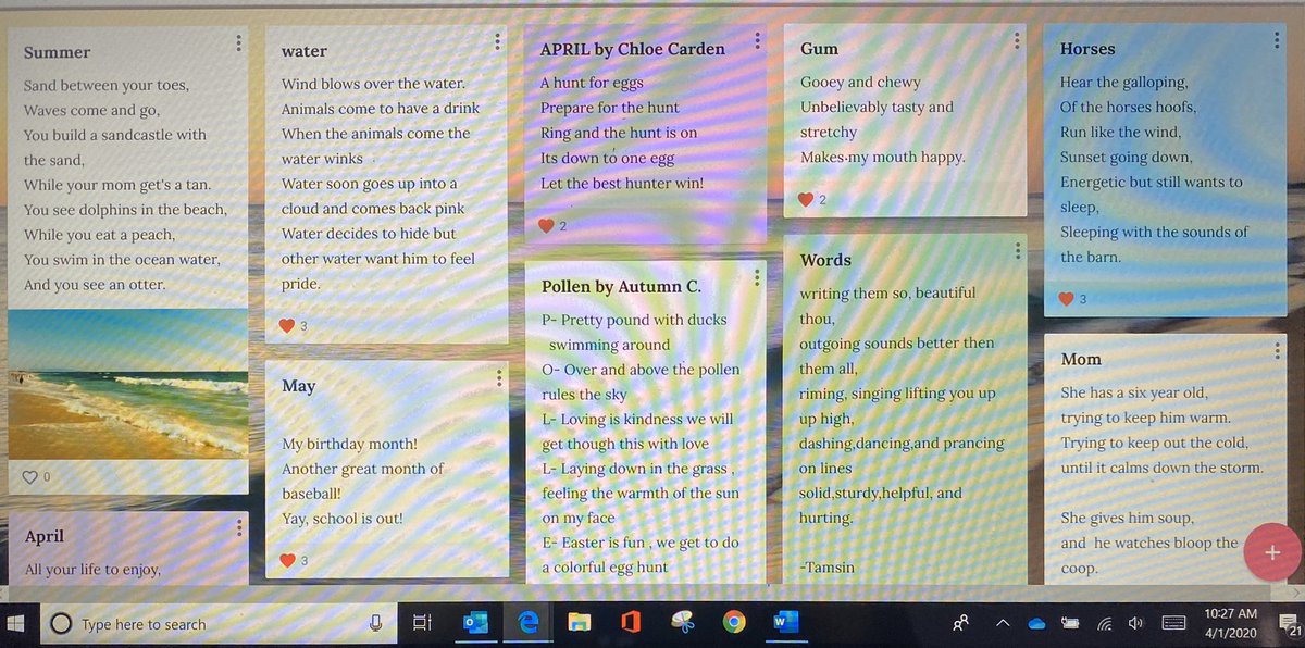 KES_MrsBlack's tweet photo. We are using Padlet to share our poetry this week.  It is user friendly and a love how everyone can see each other’s work.  @keheleycomets @AlisonDJJS https://t.co/BrIItrgABz