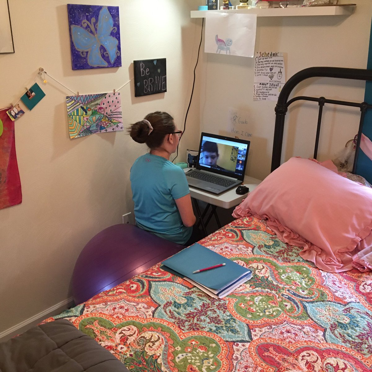 ramblerjay's tweet photo. It’s work from home wednesday at @Baggaley_ES - Clare and Nora receiving online interactive instruction from Mrs. Frescura, Mrs. Ulishney and Mrs. @BelakBrooke #adaptandthrive #BESistheBESt @GLSDupdates https://t.co/7773Bz5Lu5
