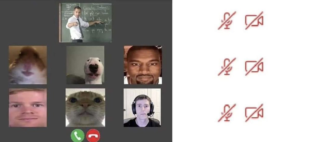 StudentProblemo's tweet image. How we thought online lectures would be vs how they be