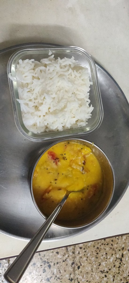 Day 3. Just used up the varaN from the day before to make a simple dal fry and rice